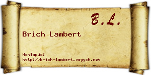 Brich Lambert névjegykártya